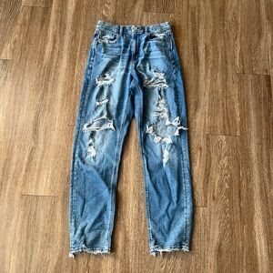 Medium Wash Ripped Denim Boyfriend Jeans American Eagle